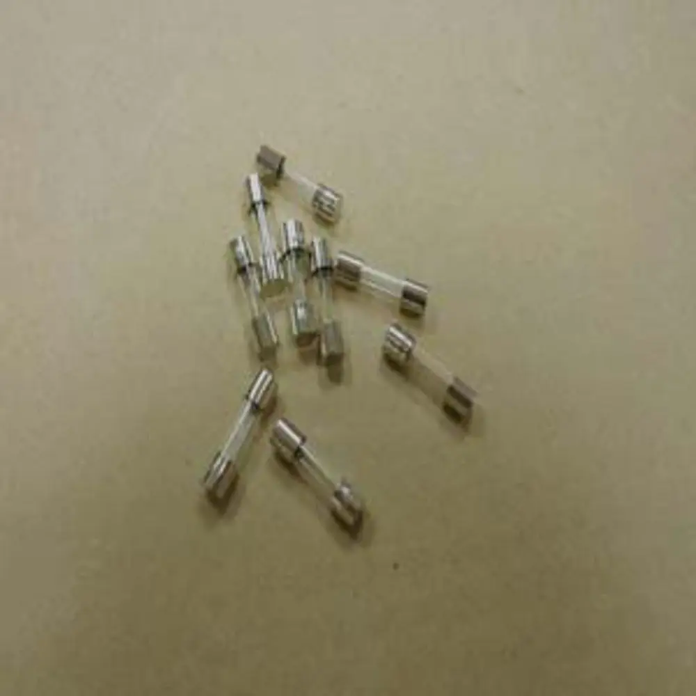 Remeha Feinsicherungen in durchsichtigen Glaskörpern mit metallischen Enden, angeordnet auf einer beige Oberfläche. Ideal für den Einsatz in elektrischen Geräten.